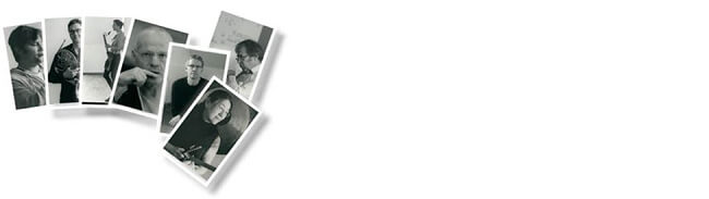 Postkarten von Künstler*innen mit Fotos von Barbara Klemm.