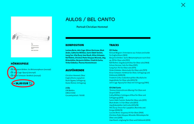 Bild einer CD mit vielen Informationen im Musik-Shop.