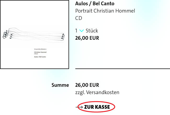 Bild des Warenkorbs im Musik-Shop.