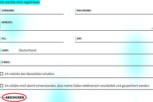 Das Registrations-Formular des Musik-Shops.